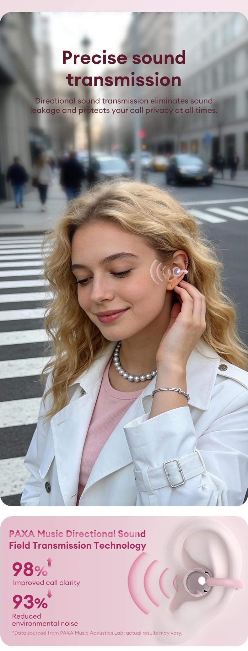 PAXA M161 Stylish Clip-On Wireless Headphones with Bluetooth 6.0, Built-In Makeup Mirror & Fill Light, Hi-Definition Sound, Low-Power Stable Connection, Audio Earbuds for Music & Phone Calls, Perfect Gift for Girls