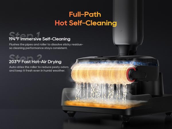 DREAME Aero Pro Vacuum Mop, ALL-in-ONE cordless cleaner for wet messes & dry messes, 0 hair residue, 5mins quiet flash self-clean, 185℉ self-dry, 60min runtime, for family, for all flooor types