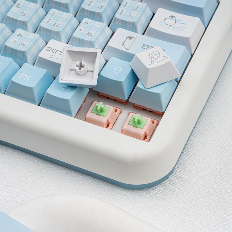 Ergonomic keycaps COOMICKEY Creamy Keycaps Set 145 Keys PBT Dye Sublimation Snowman Shape Blue Custom Keycap for 61/64/87/104/108 Cherry MX Switches ISO ANSI Layout Mechanical & Gaming Keyboard