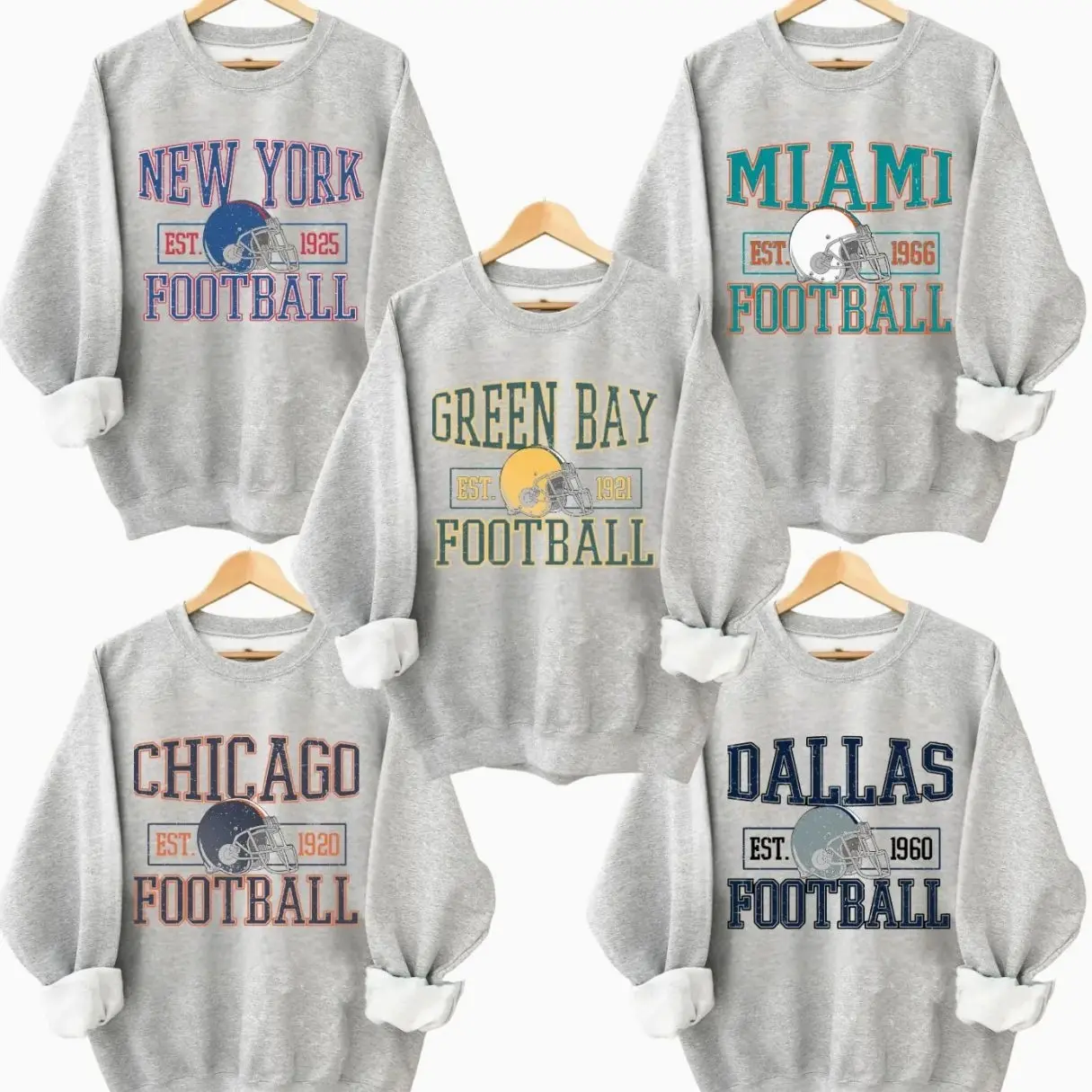 Vintage All Team Football Sweatshirt Sport Grey Crewneck for Men Women, Hometown Game Day Pullover, Retro Throwback Football Fan Unisex Apparel H3Y