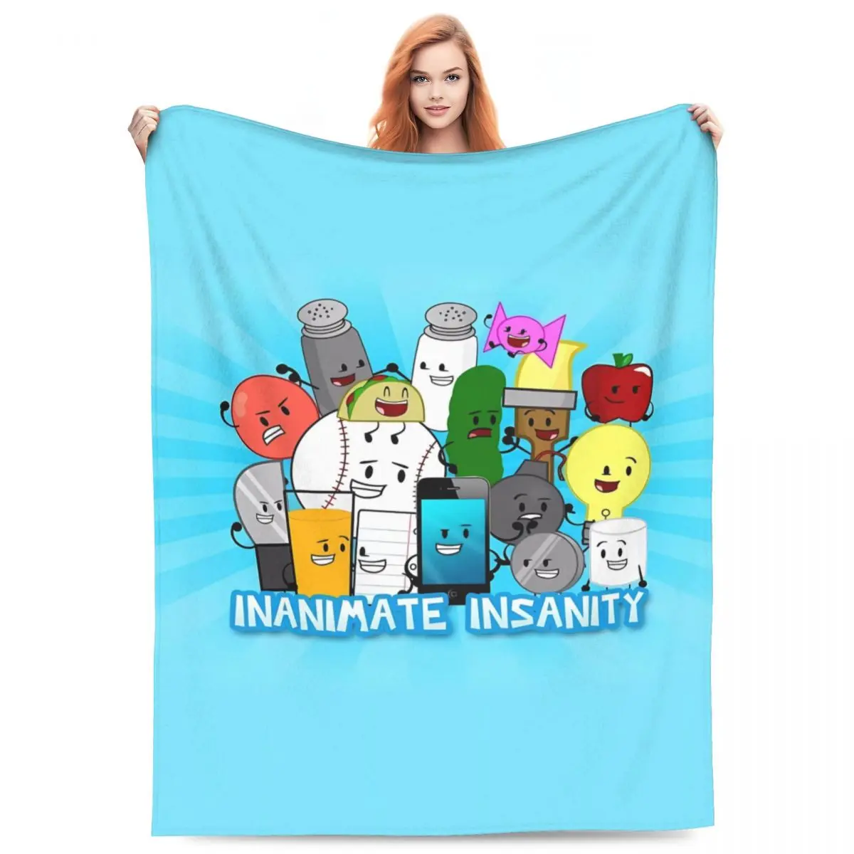Aura Blankets Warm Blanket Travel Office BFDI Inanimate Insanity All Characters Blanket Flannel Bedspread For Home Decor Print Sofa Bed Cover