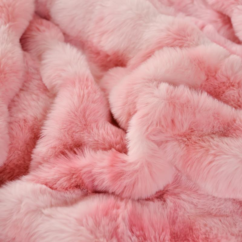 {Valentine's Day }H&D Faux Rabbit Fur Blanket-Pillow not included- Bubble Blanket-Luxury Plush Velvet Throw,  Ultra-Soft Fleece, Warm Cozy Winter Blanket for Couch-Elegant, Bed,  Sofa, Lightweight, solid color comfy blanket