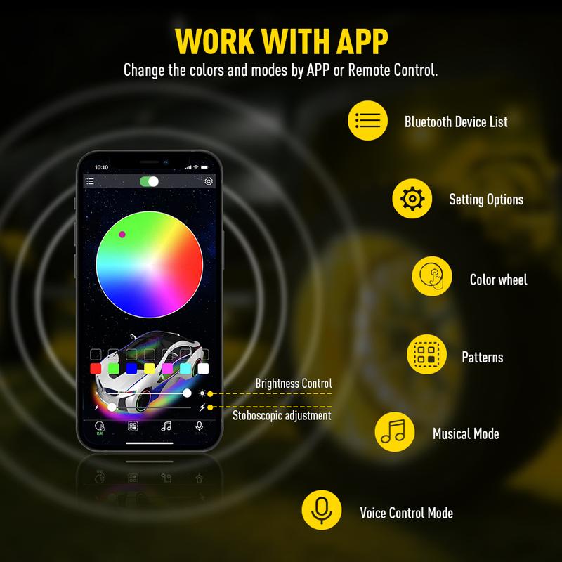 AUXITO 17.5" RGB & Chasing Three Flow Row LED Wheel Ring Rim Lights For Truck Car set AUXITO 17.5" RGB & Chasing Three Flow Row LED Wheel Ring Rim Lights For Truck Car set