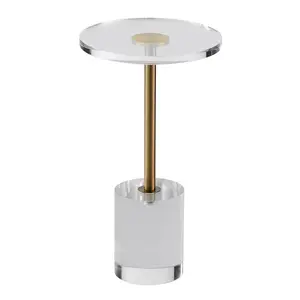 【FathersDayGift】VEVOR Clear Acrylic End Table,  Acrylic Side Table with a Solid Base, 11.9 x 11.9 inch Round Tabletop, 21.4 inch High, for Coffee, Drink, Food, Snack used in Living Room, Bedroom, and Study