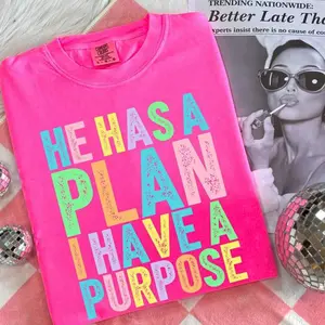 Comfort Colors He Has A Plan I Have A Purpose Tshirt, Neon Trendy Shirt, Neon Christian Women Shirt, Neon Jesus Shirt, Summer Vibes Shirt