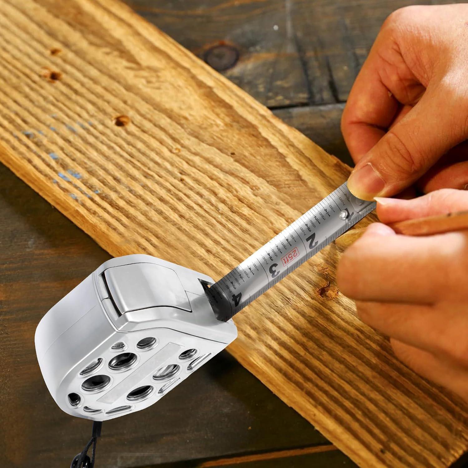 Votrek 25FT Stainless Steel Measuring Tape, Anti Rust,Strong Magnetism on The Bottom,Hollow Design, Gift Tape,Portable self-Locking Tape Measure for Household Woodworking