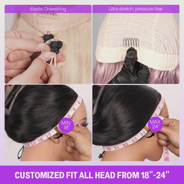 Megalook Airtouch Balayage Wig 13x6 Three-Go Milk Tea Brown Glueless Wigs Wave Hair Style with Drawstring 100% Human Hair Wig Lace Front Wig 320℉ Heat Resistant