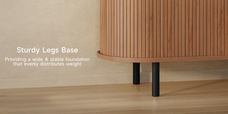 【Sliding Doors Design】ONBRILL 55" Gorgeous Fluted TV Stand for TVs up to 60 Inch, Modern Entertainment Center with Power Outlet & Adjustable Shelves Storage for Living Room, Media Console,Bedroom Furniture,Christmas Gift