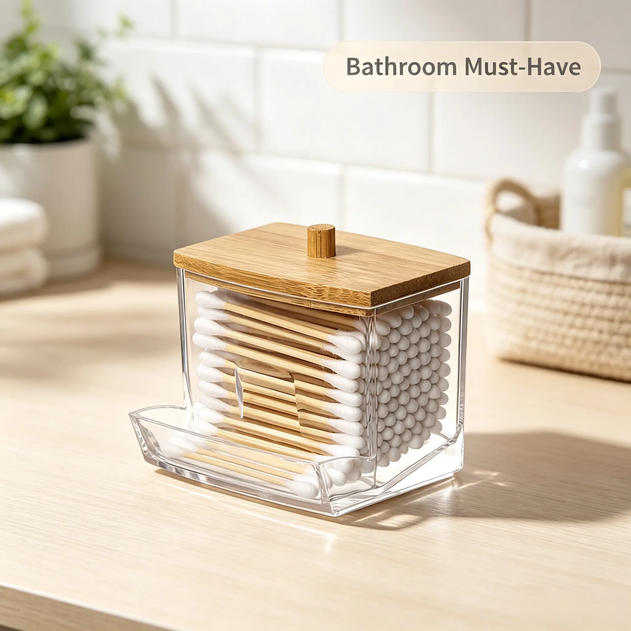 Toothpick Dispenser Multifunctional Toothpick Box Acrylic Transparent Cotton Swab Storage Box Desktop Toothpick Jar Dispenser Tooth Picks Container Case