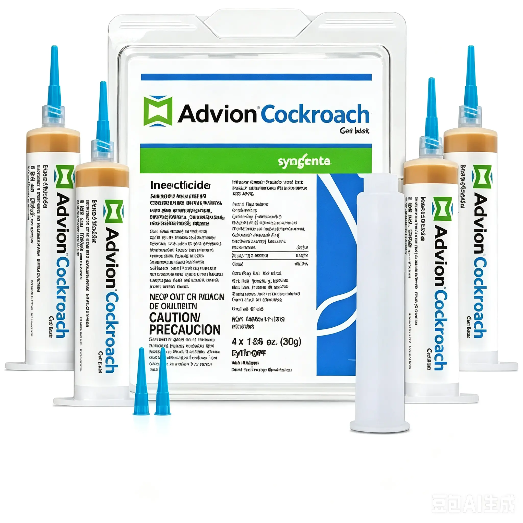 Advion Cockroach Gel Bait, 4 Tubes x 30-Grams, 4 Plunger and 4 Tips, German Roach Insect Pest Control, Indoor and Outdoor Use, Roach Killer Gel for American, German and Other Major Cockroach Species