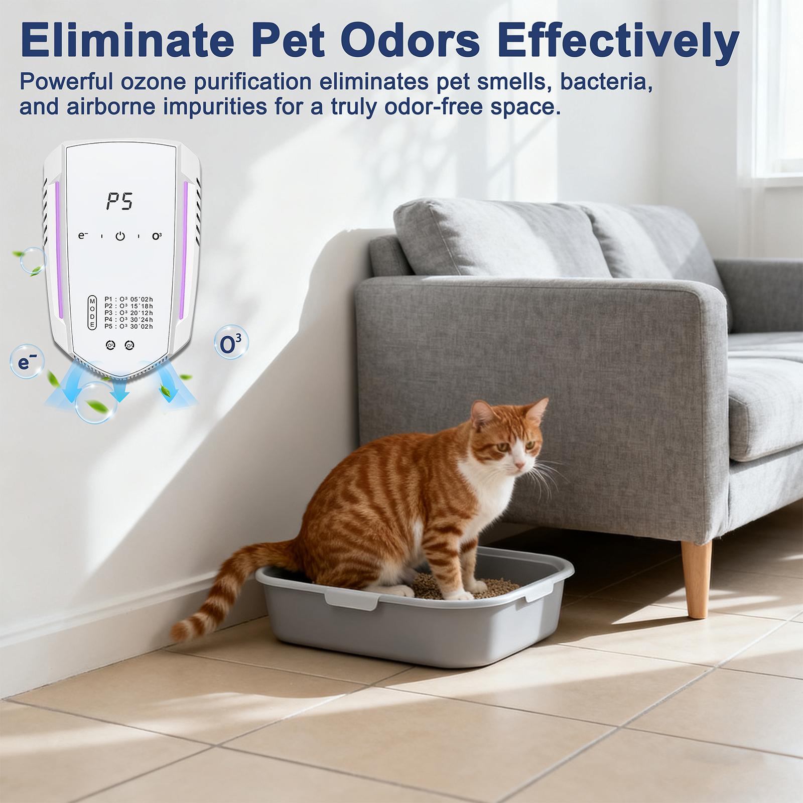[Yuleao]Odor Eliminator for Home Pets,Air purifier for Cat Litter, Dog Urine, Smoke & Musty Smells Quiet, Portable, Filter-Free Purifier smelly solutions ozone generator