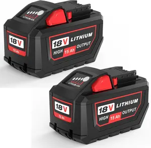 18V 2Pack15000mAh Battery for Milwaukee 18V | Fits 48-11-1880/1815/1820/1840/1850/1860 (Red) 18V 2Pack15000mAh Battery for Milwaukee 18V | Fits 48-11-1880/1815/1820/1840/1850/1860 (Red)