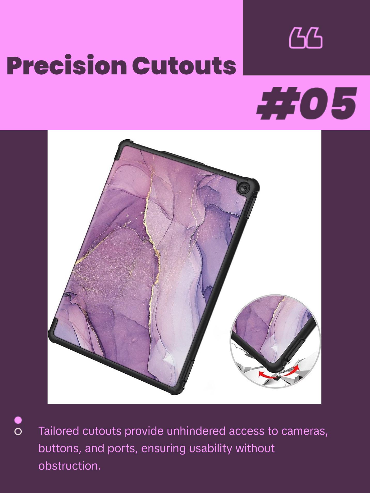 Inspire Series Tri-Fold Purple Marble Folio Case - Amazon Fire HD 10