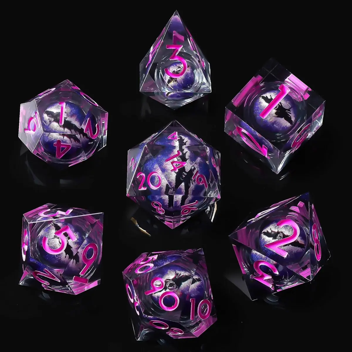 Sharp Edge Resin Dice Set, Liquid Core Dnd Dice, Dragon Eye Dice Set, Multi-Face Tabletop Rpg Dice, Role Playing Game Accessories