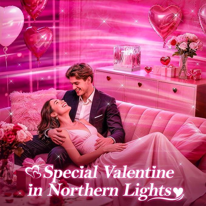 Valentine's gift -One Fire Flower Lamp Ambient Lighting for Bedroom, Cool Things Water Ripple Lamp,Dimmable+Remote+Timer Space Projector Gifts for Women Who Have Everything,Pink Roses Romantic Bedroom Decor