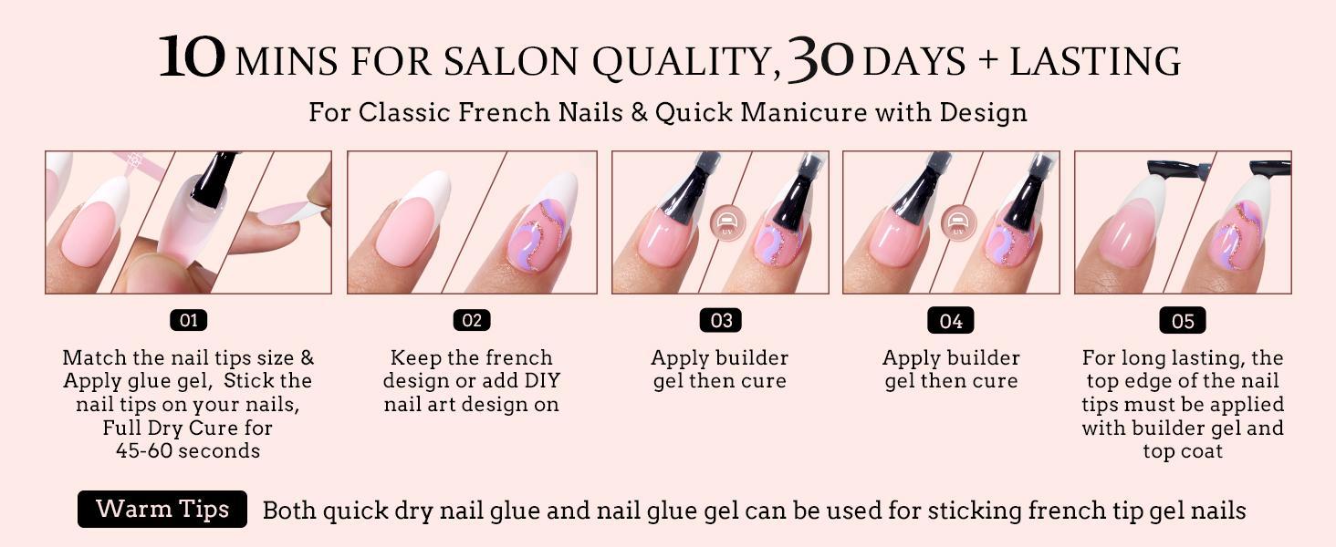 BTArtboxnails XCOATTIPS Press on Nails - 150pcs White french Pink Short Square or Almond or Coffin French Tips, Pink Soft Gel False Nail, Soak Off Acrylic Fake Nails Extensions