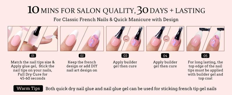 BTArtboxnails XCOATTIPS Press on Nails - 150pcs White french Pink Short Square or Almond or Coffin French Tips, Pink Soft Gel False Nail, Soak Off Acrylic Fake Nails Extensions