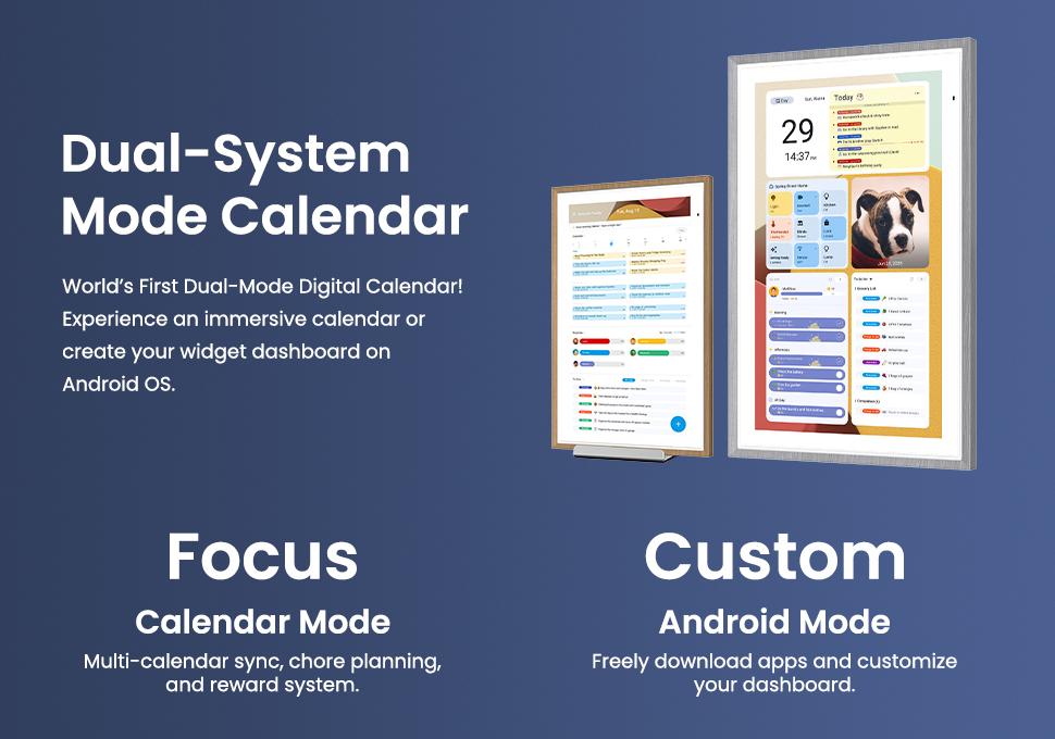 【Dual-Mode】Apolosign Digital Family Calendar, 21.5" 15.6" Wall Planner Calendar, No Subscription Fee, for Kids Chore Chart, Daily Routines, Tasks, Schedules Organizer, Auto Sync Calendar, Supports Customize Widget Dashboard, Google Home, Voice Control
