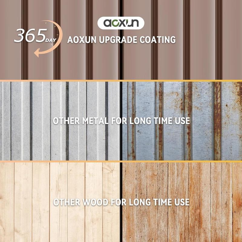 Aoxun Outdoor Storage Shed with Included Base, Lockable Door, Sloped Roof, Galvanized Metal Construction, Multi-Size 6x4/10x8/10x12, Heavy Duty Utility Organizer for Garden, Backyard, Patio Aoxun Outdoor Storage Shed with Included Base, Lockable Door, Sloped Roof, Galvanized Metal Construction, Multi-Size 6x4/10x8/10x12, Heavy Duty Utility Organizer for Garden, Backyard, Patio