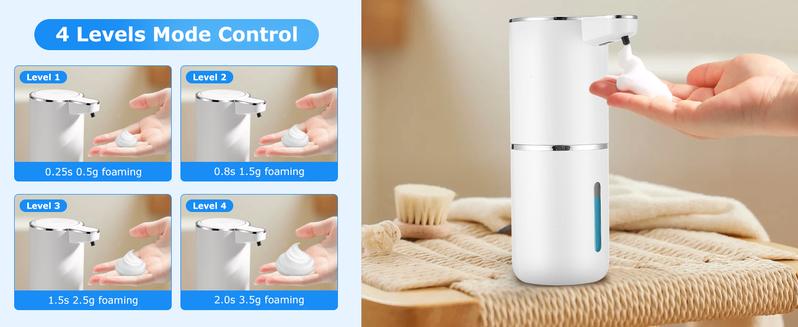 FEELSO Soap Dispenser Automatic Touchless Foaming USB Rechargeable Electric Wall Mounted 4 Levels Adjustable Foam Pump for Bathroom Kitchen Dish Soap Leak Proof