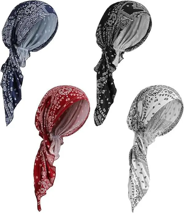 4 Pcs Chemo Headwear for Women | Pre Tied Cancer Caps Head Scarf Turbans for Women Patients Gifts