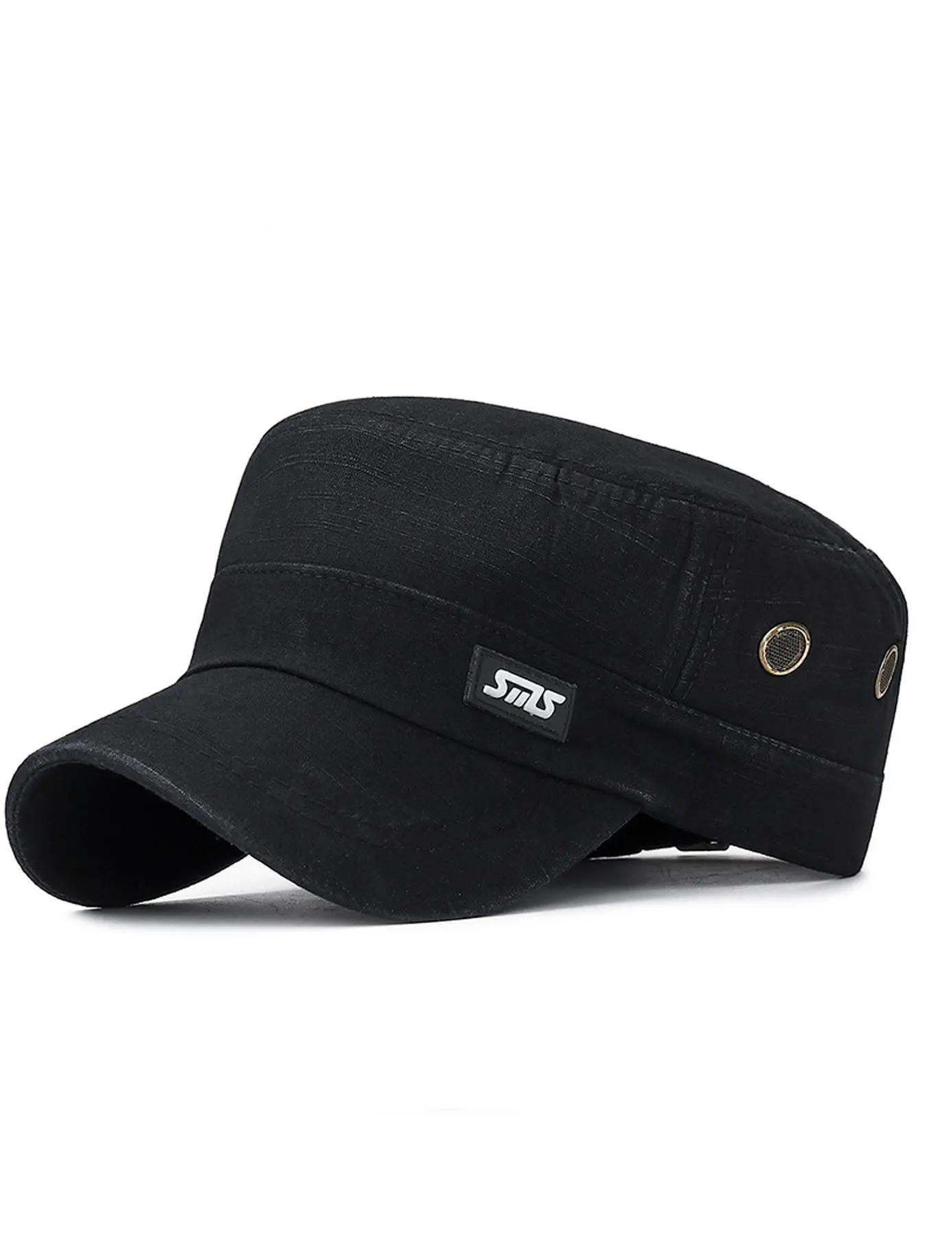 Men's Plain Military Cadet Cap | Flat Top Twill Sun Protection Baseball Hat Adjustable Casual Hats