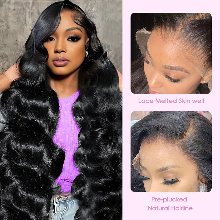 Pizazz Hair Body Wave Ready To Go Glueless Wigs 13x6 Pre Cut HD Lace Frontal Wig with Natural Pre plucked Hairline