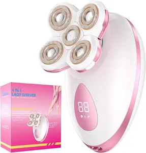 Electric Razors for Women - Painless Body Shavers for Sensitive Skin - 4 in 1 Cordless Lady Trimmer for Women's Leg, Bikini and Face - Waterproof Wet/Dry Hair Remover Kit, Rechargeable, Pink Attachment Facial Smooth TikTokShopBacktoSchool