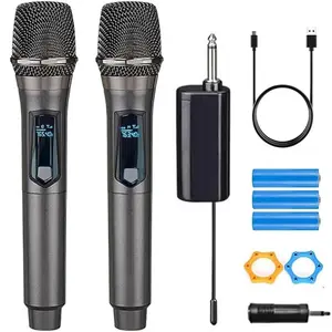 2-Piece Karaoke Handheld Microphone System (Includes Receiver), Wireless Microphone Charging 2.4G, Home Use, Outdoor, Karaoke, Sound System, Live Streaming UHF gifts mens camping