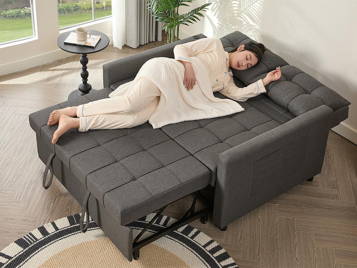 GOSUHI 52" Sleeper Sofa with Pull-Out Bed, couch,3-in-1 Convertible Sofa Bed, Loveseat with Stepless Adjustable Backrest and Side Pocket, for Living Room Dorm Apartment,Day bed,,sofas para sala