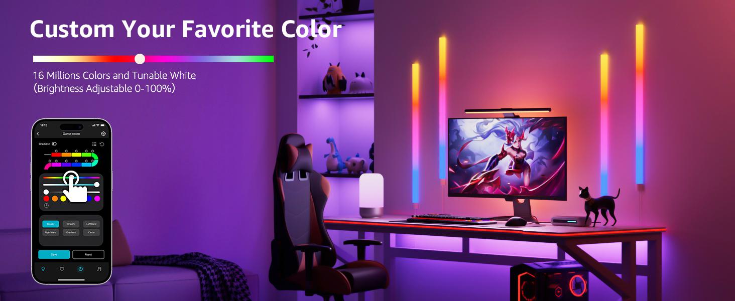 Lepro WL1 AI Smart RGB Wall Lights for Christmas Decorations, LLM AI Generated Lighting with LightBeats Music Sync, Voice Control Via App, Wi-Fi & Bluetooth LED Light Bars, 8 Pcs with 4 Corners