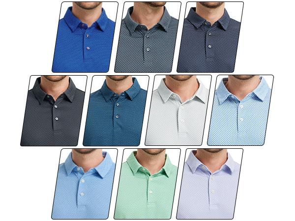 M MAELREG Men's Lightweight Stretch Golf Polo Shirt Quick Dry Breathable Scales Texture Jacquard Performance Top Short Sleeve Menswear SpringStatements