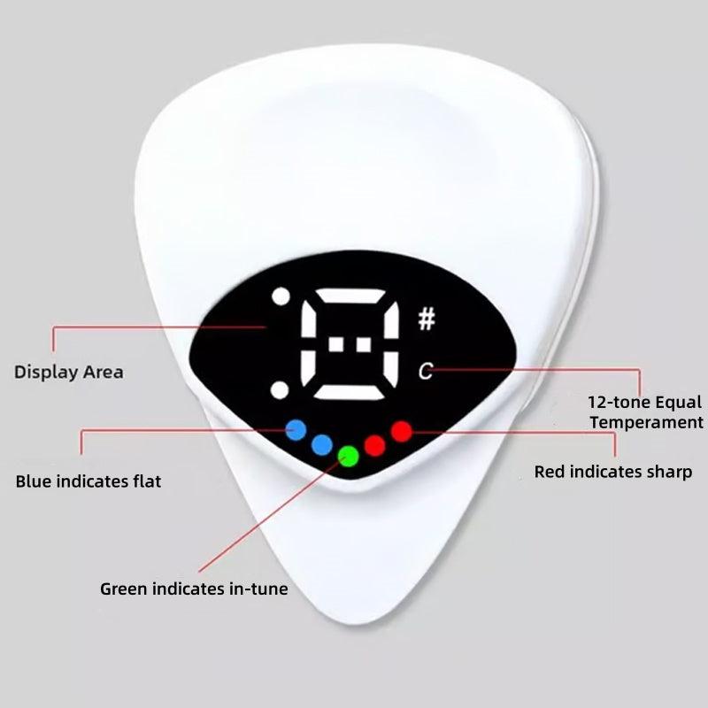 Portable 2-in-1 Guitar Pick & Tuner with LCD Display - Compact and Universal for Strings Instruments