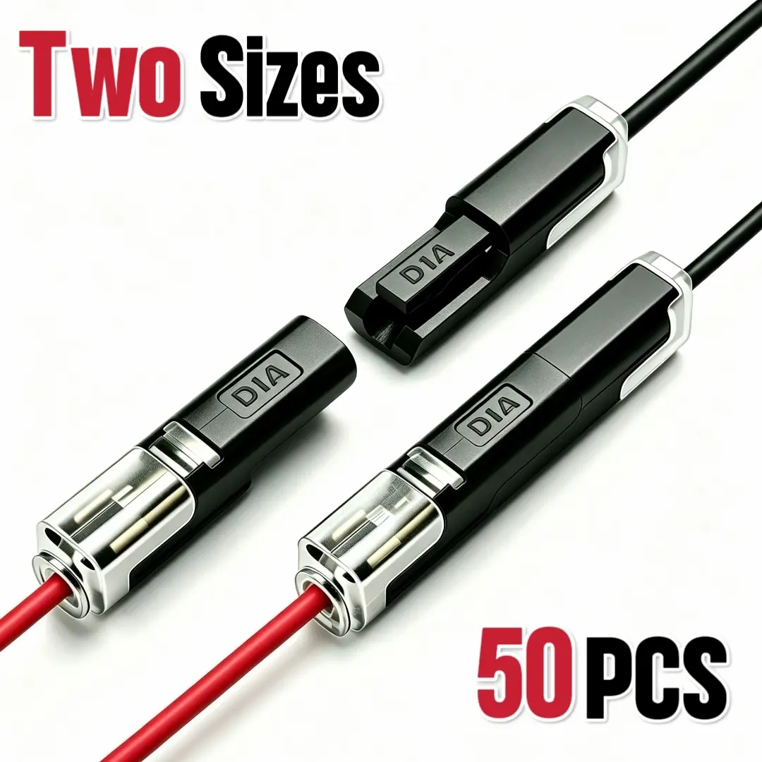D1 & D1A Dual-Size Single-Hole Quick Wire Splice Connectors, No-Strip Solderless Pure Copper Terminals for 22-20 AWG Small & 16-18AWG Large Flexible Wires, Locking Buckle Connectors for LED Strip Lights, Automotive Wiring
