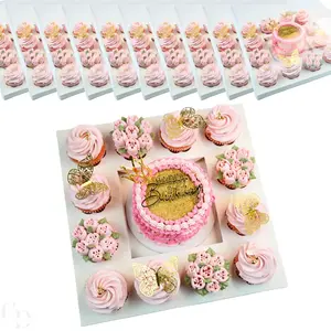 Chaney Depot LLC Bento Cake and Cupcake Box with Clear Box,12 Cupcake Insert with 6x6 Cake Cavity