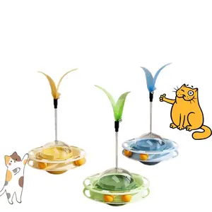 Cat Toy Teaser Wand Tumble Top Spinning Wheel Self-Entertaining Toy for Kittens and Young Cats to Burn Off Energy Cat Supplies