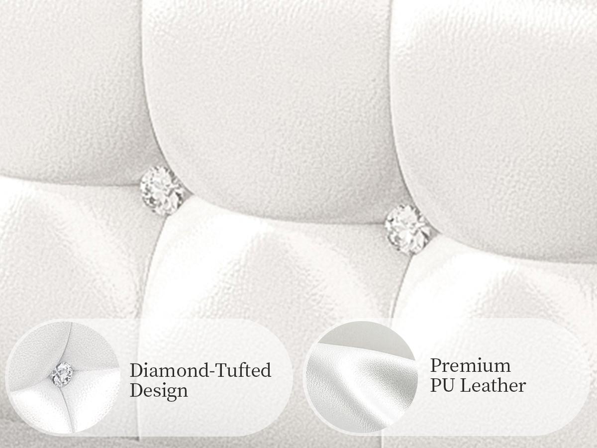 SIBEDS Queen Upholstered Bed Frame with LED Bookcase Headboard, Drawers, Charging Ports, and Tufted Wingback Design for Bedroom,White/Black/Cream/Gray