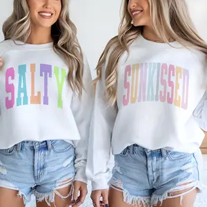 Vintage Beach Sweatshirts Retro Sunkissed Summer Pullover Local Surf Sweater Vacation Varsity Crewneck Casual Lightweight Sublimation Top Womenswear Sublimation Shirt