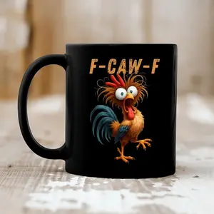 F-Caw-F Funny Chicken Mug, Chicken Humor Mug, Rooster Mug, Funny Gift Matte Black Coffee Mug