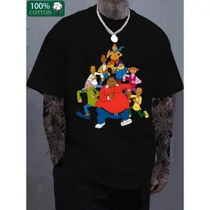 Fat Albert and Cosby's Child Pattern Print T-Shirt - Boutique 220g Thickened Cotton, Men's Fashion Casual, Short-Sleeved Crewneck, High-Quality Graphic Tee for Everyday Wear made in usa Adult unisex T-shirt