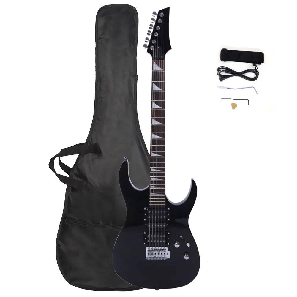 Right-Handed 170 Model Durable Entry-Level Electric Guitar Kit for Beginners - H-S-H Pickup, 5-Adjustment Tremolo Bridge, Black Finish, Included Bag & Tools, Musical Gift (Toys & Hobbies, Musical Instruments Accessories), Durability