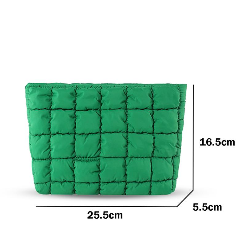 Solid color quilted design clutch bag, large capacity zipper travel storage bag, women's portable travel storage bag, back to school season, suitable for daily commuting and travel, school portable bag