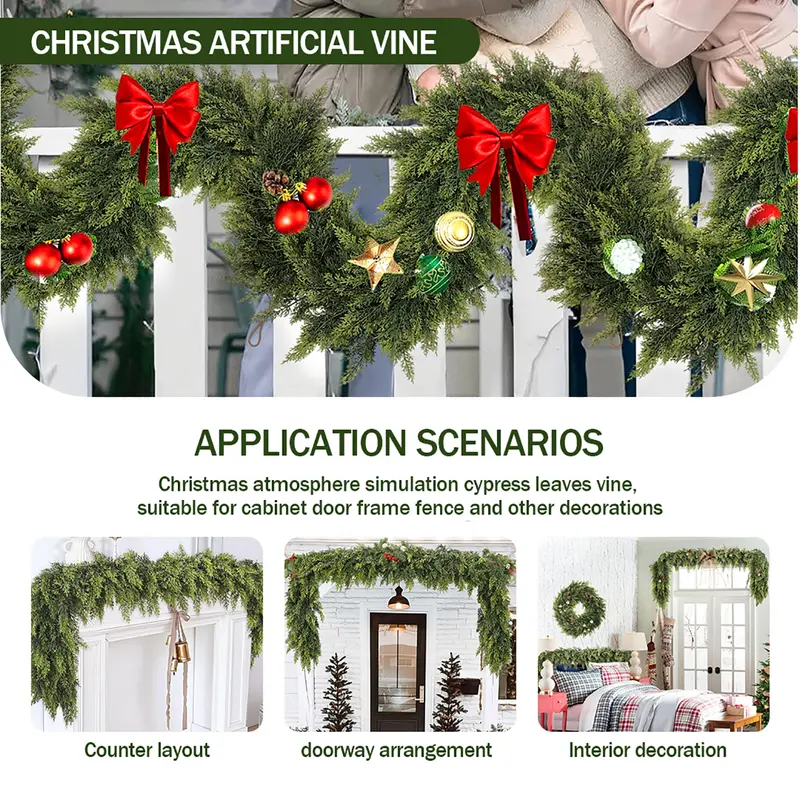 LVZHIYUAN 2-Pack 6FT Real Touch Artificial Cedar Garlands Set - Natural Look Greenery Pine Home Accessory, House Decor, Living Room Decor for Indoor/Outdoor Christmas Supplies