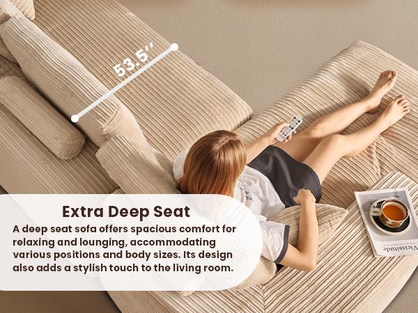 【Stock Up Sale】Ovios 106" Double Layer Cloud Modular Couch with Chaise, Plush Corduroy, No Assembly Required - L-Shaped Sectional Sofa Set with Flexible Configuration - 106"W x 69"D x 36"H, 3 Seater 【Stock Up Sale】Ovios 106" Double Layer Cloud Modular Couch with Chaise, Plush Corduroy, No Assembly Required - L-Shaped Sectional Sofa Set with Flexible Configuration - 106"W x 69"D x 36"H, 3 Seater