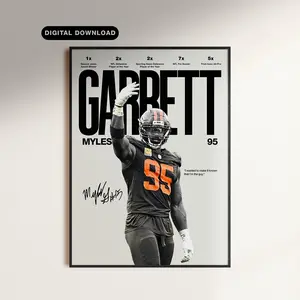 Myles Garrett Poster, NFL Wall Art, Cleveland Browns Decor, Defensive Player Print, Football Room Decor, (Unframed)
