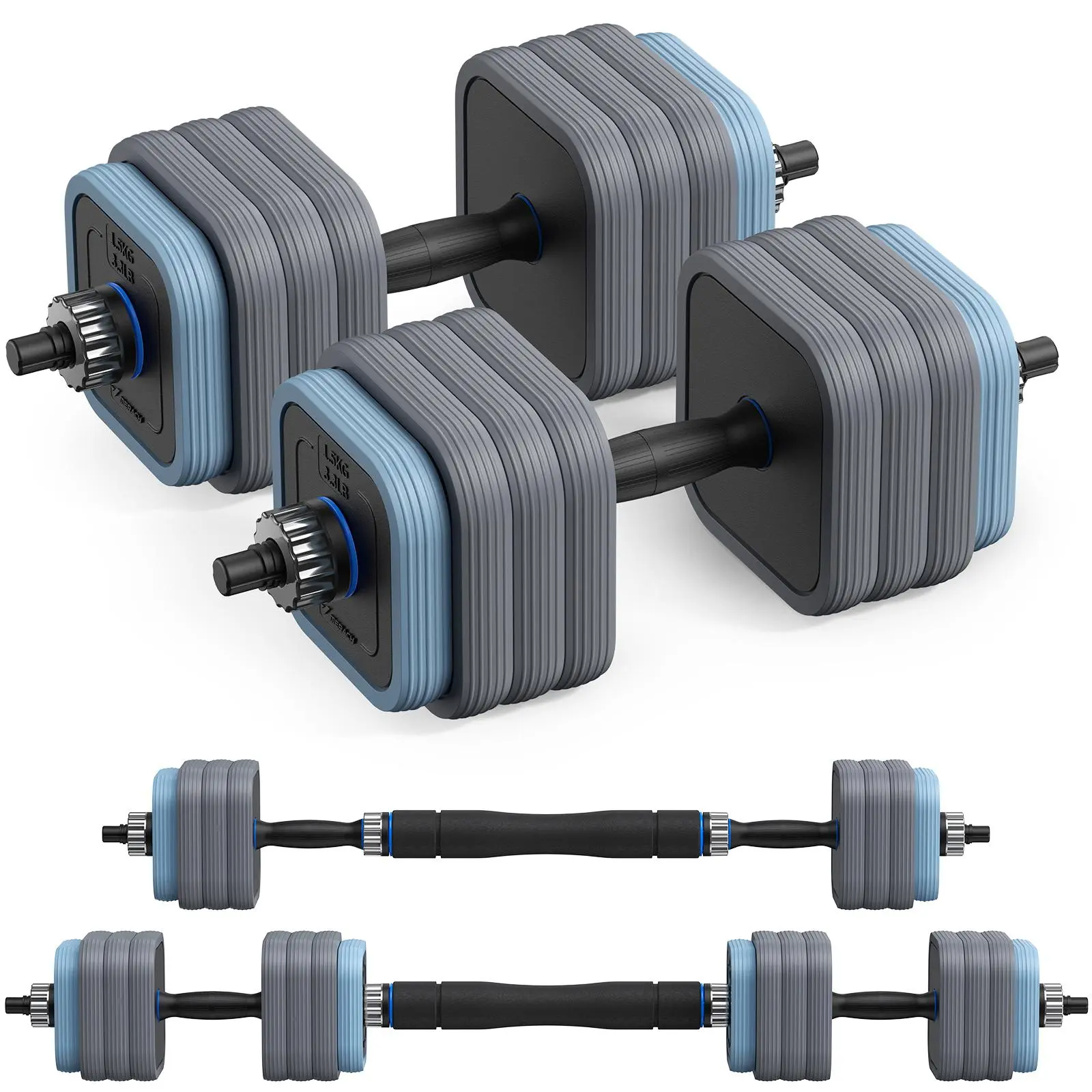 Merach 2-in-1 Dumbbell and Barbell Set 10KG-40KG Adjustable Weight Anti-Slip Handle Dual Safety Locks Home Gym Strength Training Equipment BackToSchool
