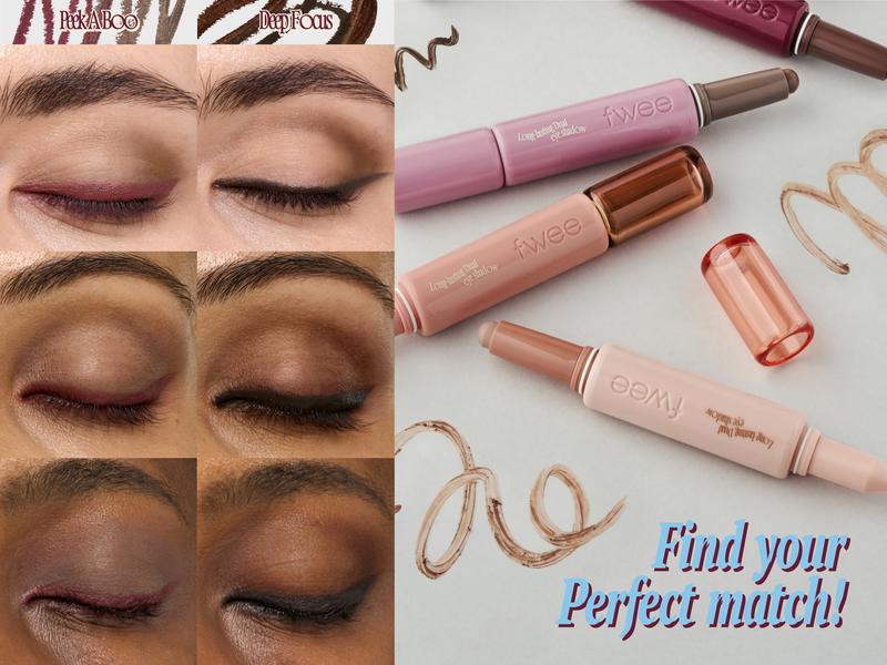 fwee Long-Lasting Dual Coloring Stick Eye Shadow, DeepFocus | Multi-Use Eye Makeup | All-in-one dual shadow | Powdery finish, Matte shadow, Shimmer | 1.2g