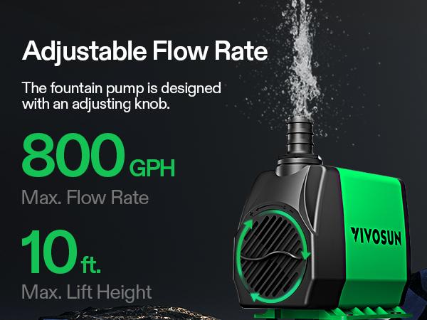 VIVOSUN 800GPH Submersible Pump(3000L/H, 24W), Ultra Quiet Water Fountain Pump with 10ft. High Lift with 6.5ft. Power Cord, 3 Nozzles for Fish Tank, Pond, Aquarium, Statuary, Hydroponics VIVOSUN 800GPH Submersible Pump(3000L/H, 24W), Ultra Quiet Water Fountain Pump with 10ft. High Lift with 6.5ft. Power Cord, 3 Nozzles for Fish Tank, Pond, Aquarium, Statuary, Hydroponics