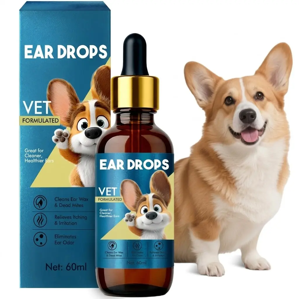 Vet-Formulated Ear Cleaner for Dogs & Cats, 60ml Triple-Action Grooming Drops with Tea Tree Oil, Lavender Oil, Glycerin - Cleans Wax, Soothes Itch, Eliminates Odor