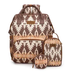 Wrangler Callie Diaper Bag Backpack with Pacifier Case, Crossbody Bottle Bag and Stroller Straps Western Pattern Multifunction Baby Travel Bag Set